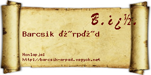 Barcsik Árpád névjegykártya